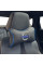 Подушка на підголівник з логотипом Volvo Екошкіра 3D Кольоровий лого Чорна-Синій кант 1 шт