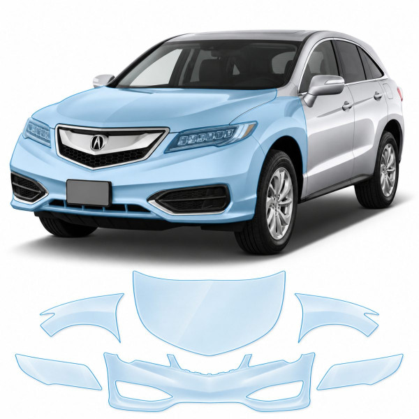 Антигравийная защитная бронепленка по лекалам для Acura RDX TX2/CDU facelift 2016-2018 - передняя часть авто (капот бампер фары крылья)