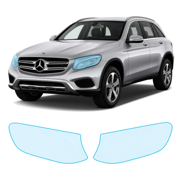 Антигравійна захисна бронеплівка за лекалами для Mercedes-Benz GLC X253 2015-2019 - оптика (фари та ПТФ)