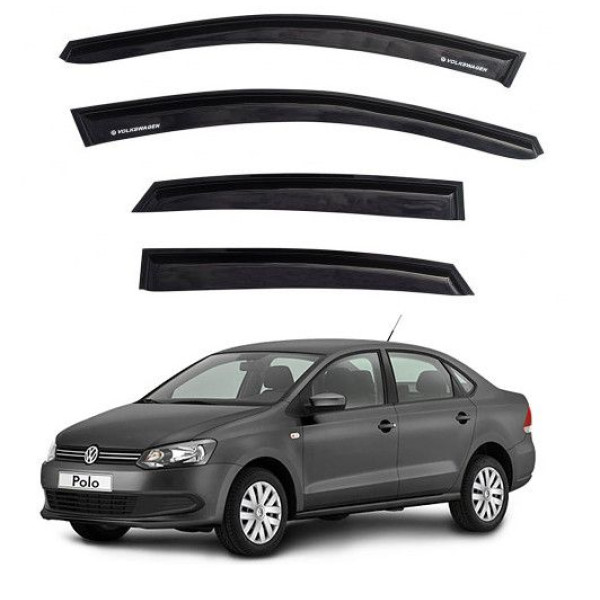 Дефлектори вікон ветровики Volkswagen Polo V 2009- Седан Скотч 3M Voron Glass