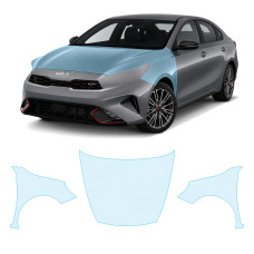 Антигравийная защитная бронепленка по лекалам для Kia Cerato/Forte BD facelift 2022-2024 - капот и передние крылья
