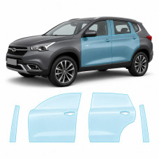 Антигравийная защитная бронепленка по лекалам для Chery Tiggo 7 I 2016-2020 - зоны дверей и стойки окон