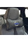 Подушка на підголівник з логотипом Volvo Екошкіра 3D Кольоровий лого Чорна-Чорний кант 1 шт