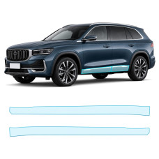 Антигравійна захисна бронеплівка за лекалами для Geely Monjaro I 2022-2024 - нижня зона кузова пороги