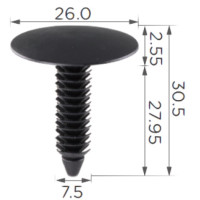 Кліпса для обшивки капоту салону крило VW, Skoda, Seat, Audi, Renault, Jeep, Ford, Chrysler (C1820)