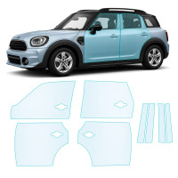 Антигравийная защитная бронепленка по лекалам для Mini Countryman F60 facelift 2020-2023 - зоны дверей и стойки окон