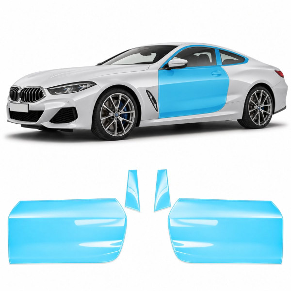 Антигравийная защитная бронепленка по лекалам для BMW 8 Series G15/G14/G16 2018-2022 - зоны дверей и стойки окон