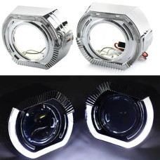 LED Маска Ангельські очі 3" D76 мм 12V 6000K BMW Білий Світло Хром Sport-L 2 шт