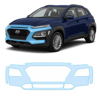 Антигравийная защитная бронепленка по лекалам для Hyundai Kona OS 2017-2020 - передний бампер