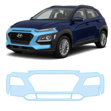 Антигравийная защитная бронепленка по лекалам для Hyundai Kona OS 2017-2020 - передний бампер