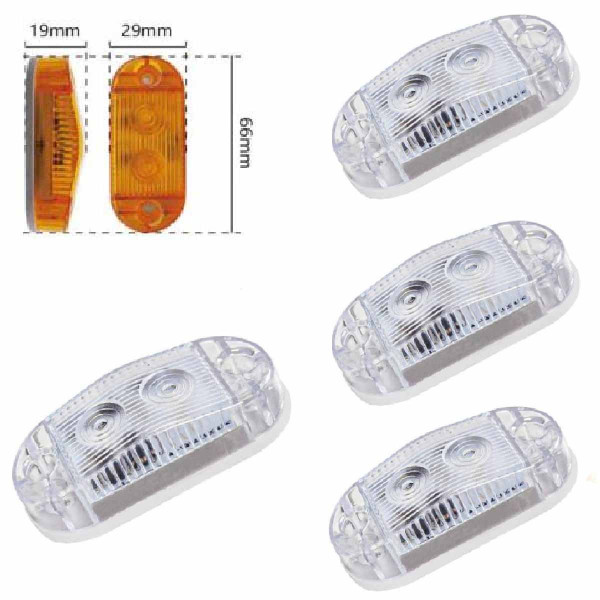 LED Габарит 66 х 29 мм 12/24V два диода Белый 4 шт (BD-0132W)