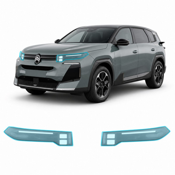 Антигравийная защитная бронепленка по лекалам для Citroen C5 Aircross II 2025- оптика (фары и ПТФ)