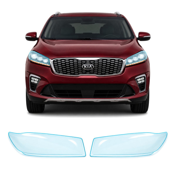 Антигравийная защитная бронепленка по лекалам для Kia Sorento UM facelift 2018-2020 - оптика (фары и ПТФ)