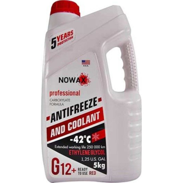 Антифриз готовий NOWAX -42°C G12+ Червоний 5 кг (NX05001)
