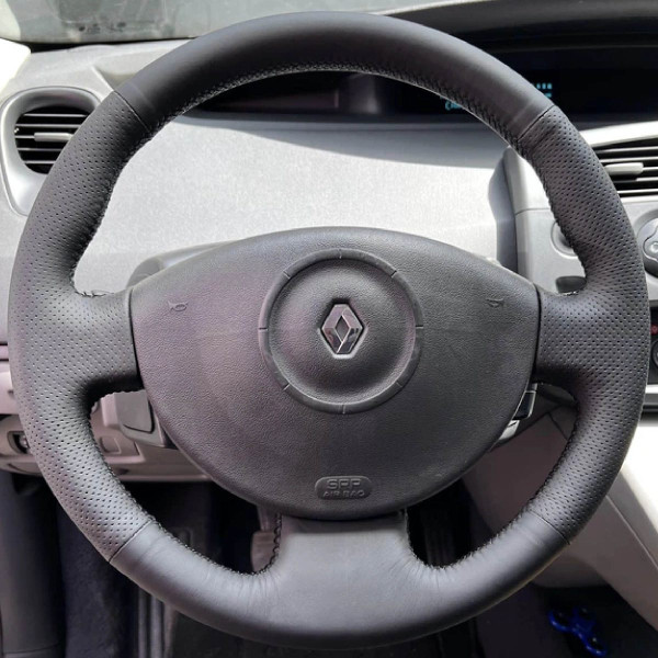 Чехол Оплетка Руля для Renault Megane II / Scenic II 2003-2009 Кожа (Модельная Выкройка) №48