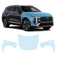 Антигравийная защитная бронепленка по лекалам для Hyundai Santa Fe TM facelift 2021-2023 - капот и передние крылья