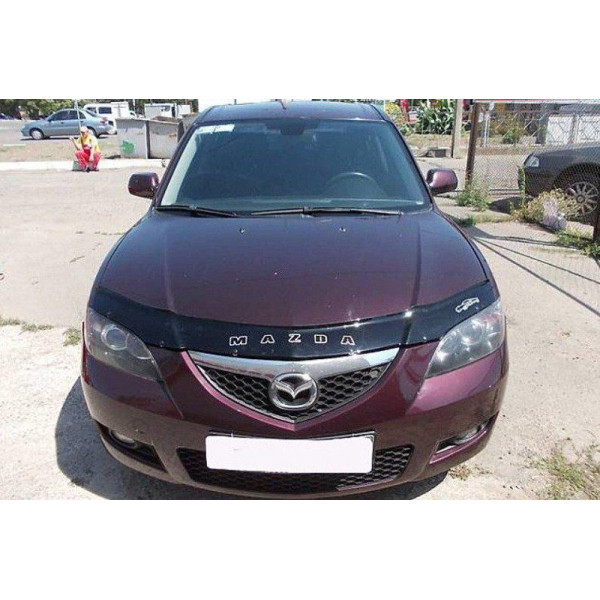 Дефлектор капоту мухобійка для Mazda 3 2003-2008 седан Євро Кріплення (Vip Tuning)