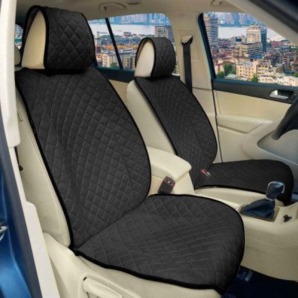 Накидки для сидінь Алькантара Verona Premium L передні Чорні 2 шт (Оригінал)
