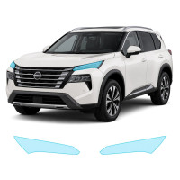 Антигравийная защитная бронепленка по лекалам для Nissan Rogue / X-Trail T33 facelift 2024- оптика (фары и ПТФ)