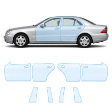 Антигравійна захисна бронеплівка за лекалами для Mercedes-Benz S-Class W220 1998-2002 - зони дверей і стійки вікон