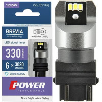 LED автолампа Brevia Power 12/24V P27/7W 6x3020SMD 330Lm 6000K CANbus W2,5x16q 2 шт (10139X2)