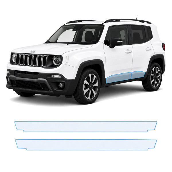 Антигравийная защитная бронепленка по лекалам для Jeep Renegade BU facelift 2019- нижняя зона кузова пороги