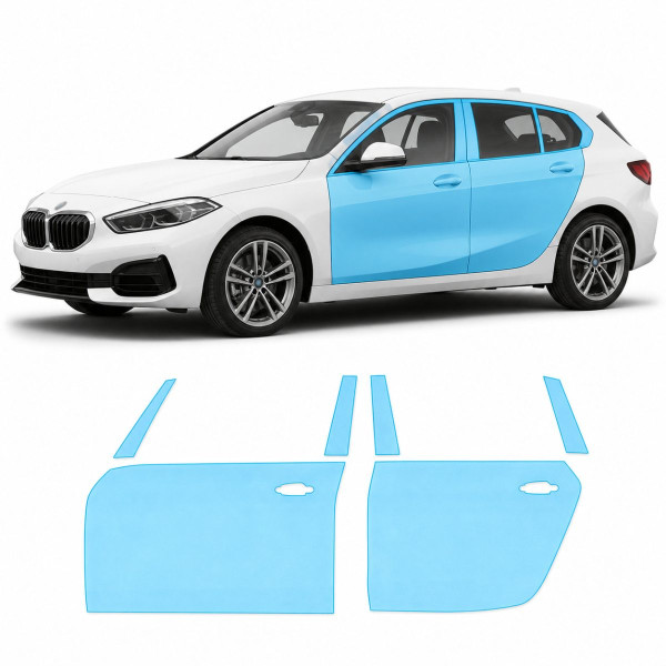 Антигравійна захисна бронеплівка за лекалами для BMW 1 Series F40 2019-2024 - зони дверей і стійки вікон