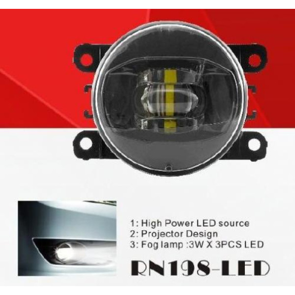 Противотуманные фары для Renault 12V 10W 900Lm 3 линзы FOG Универсальные 2 шт (RN-198-LED 2in1)