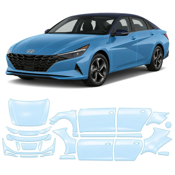 Антигравийная защитная бронепленка по лекалам для Hyundai Elantra CN7 2020-2023 - полный кузов