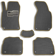 Килимки в салон EVA для Skoda SuperB 2001-2008 (Металевий підп'ятник) Чорні-Коричневий кант 5 шт