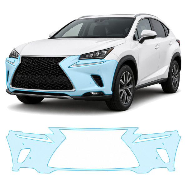 Антигравийная защитная бронепленка по лекалам для Lexus NX AZ10 facelift 2018-2021 - передний бампер