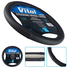 Чехол руля Vitol M 37-39 см 1 шов Экокожа Черный Узор (VLOD-24UC29 BK M)