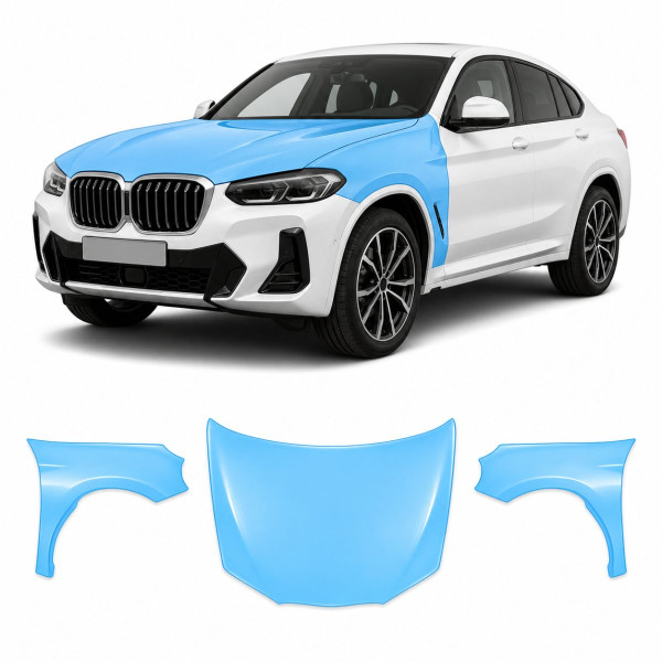 Антигравийная защитная бронепленка по лекалам для BMW X4 G02 facelift 2021- капот и передние крылья