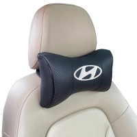 Подушка на підголовник з логотипом Hyundai екошкіра Чорна 1 шт
