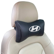 Подушка на підголовник з логотипом Hyundai екошкіра Чорна 1 шт