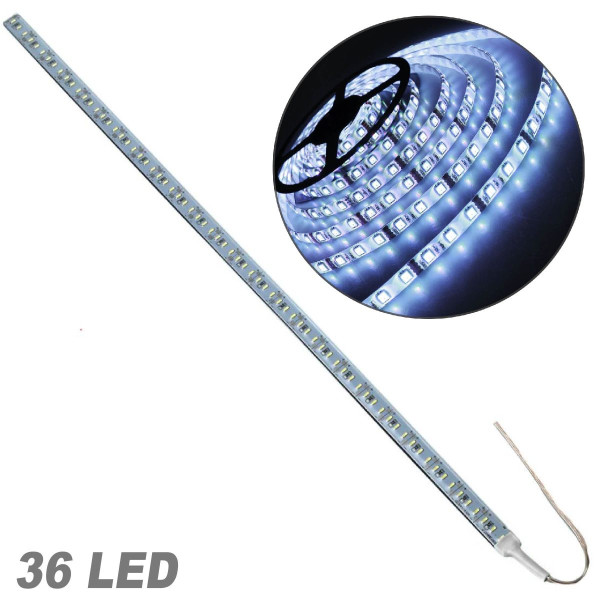 Стрічка діодна алюміній 12V - 50 см - 2А 36LED - в силіконі ефект суцільної стрічки Жовте світло (5630)