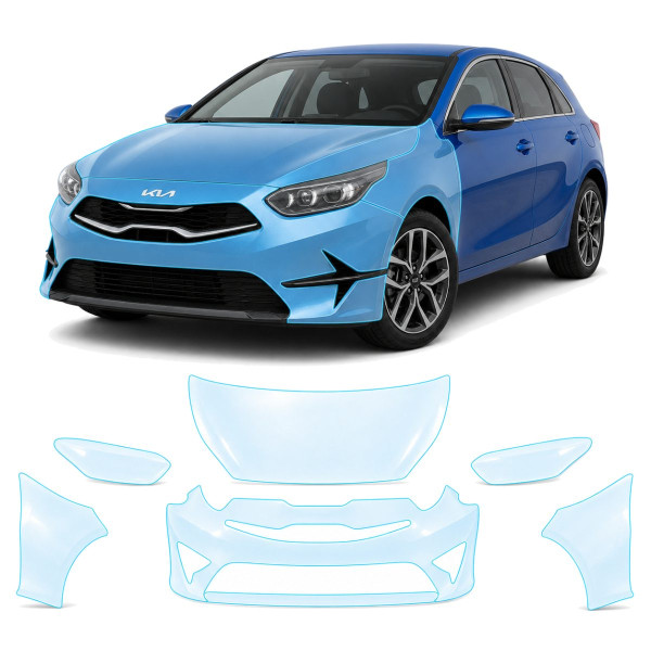 Антигравийная защитная бронепленка по лекалам для Kia Ceed CD facelift 2022- передняя часть авто (капот бампер фары крылья)