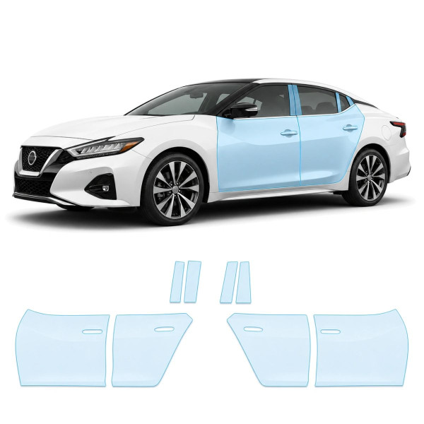 Антигравийная защитная бронепленка по лекалам для Nissan Maxima A36 facelift 2019-2023 - зоны дверей и стойки окон