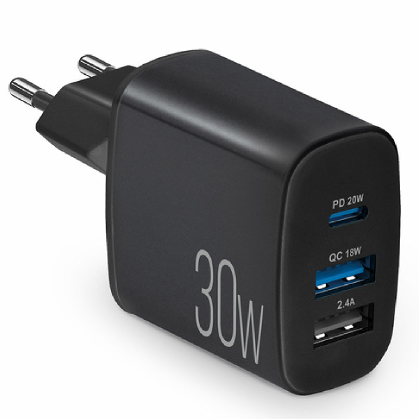 Мережевий зарядний пристрій Brevia ePower PD20W+QC18W+12W чорний 45030DUCB
