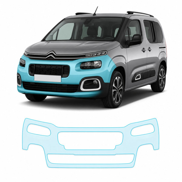 Антигравийная защитная бронепленка по лекалам для Citroen Berlingo III 2018- передний бампер