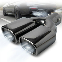 Насадка на глушитель двойная Vitol 280 x 2-107 x 64 мм Темный Хром (НГ-0352-BK)