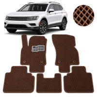 Килимки в салон EVA для Volkswagen Tiguan II USA Allspace 2015- з підп'ятником Коричневі 5 шт