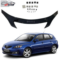 Дефлектор капоту мухобійка для Mazda 3 2003-2009 хетчбек Євро Кріплення (Vip Tuning)