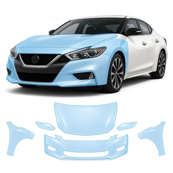 Антигравійна захисна бронеплівка за лекалами для Nissan Maxima A36 2016-2018 - передня частина авто (капот бампер крила))