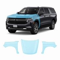 Антигравийная защитная бронепленка по лекалам для Chevrolet Suburban IV 2021- капот и передние крылья