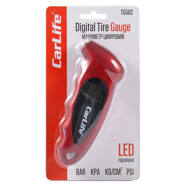 Манометр цифровий автомобільний CarLife 7 Атм LED Підсвічування (TG562)