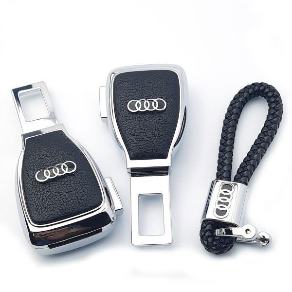 Набір авто для Audi №2 / Заглушка перехідник ременя безпеки та брелока з логотипом