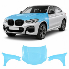 Антигравийная защитная бронепленка по лекалам для BMW X4 G02 2018-2021 - капот и передние крылья