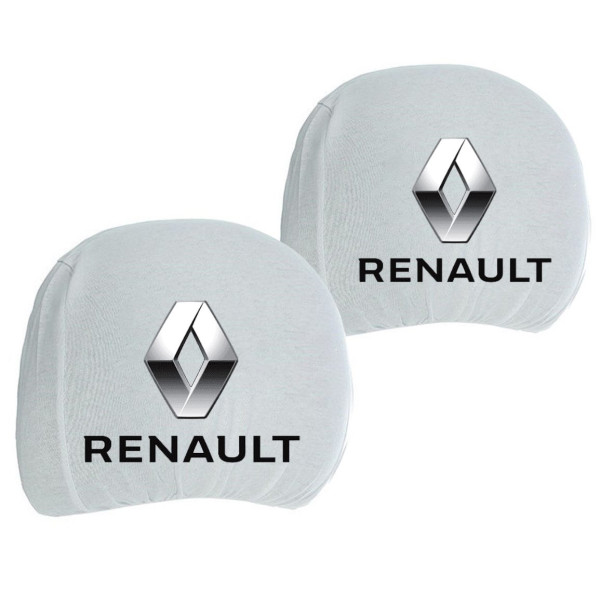 Чохли для підголівників Універсальні Renault Білі Кольоровий логотип 2 шт