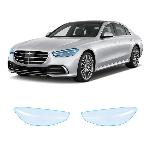 Антигравійна захисна бронеплівка за лекалами для Mercedes-Benz S-Class W223 2020- оптика (фари та ПТФ)
